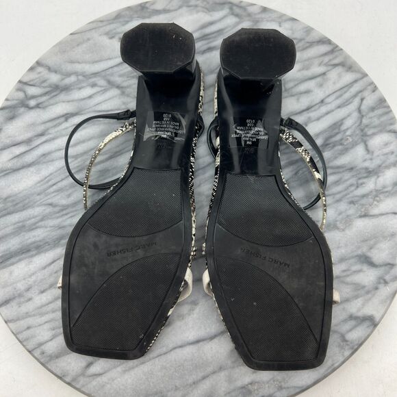 Marc Fisher Sandals Womens 9M Snake Print Leather Strappy Singback Block Heel - Picture 7 of 10